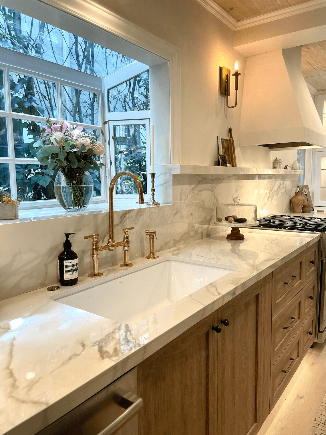 Unlacquered Brass Kitchen Faucet with Sprayer – Bridge Style