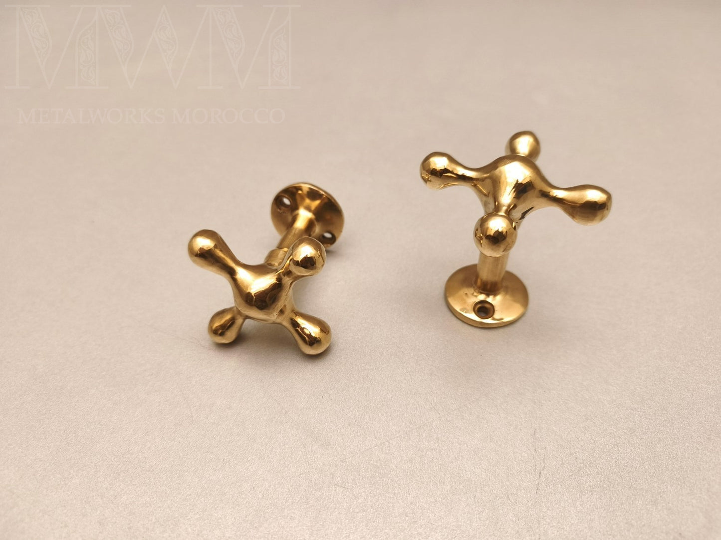 Unlacquered Brass Towel Hooks Cross-Shaped