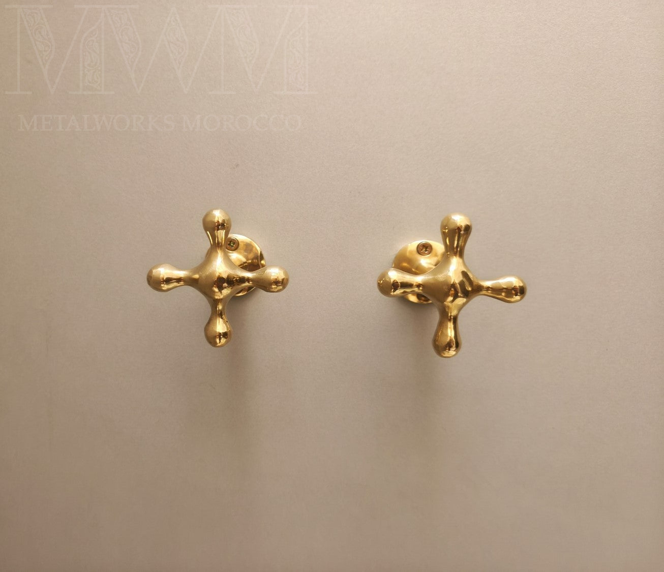 Unlacquered Brass Towel Hooks Cross-Shaped