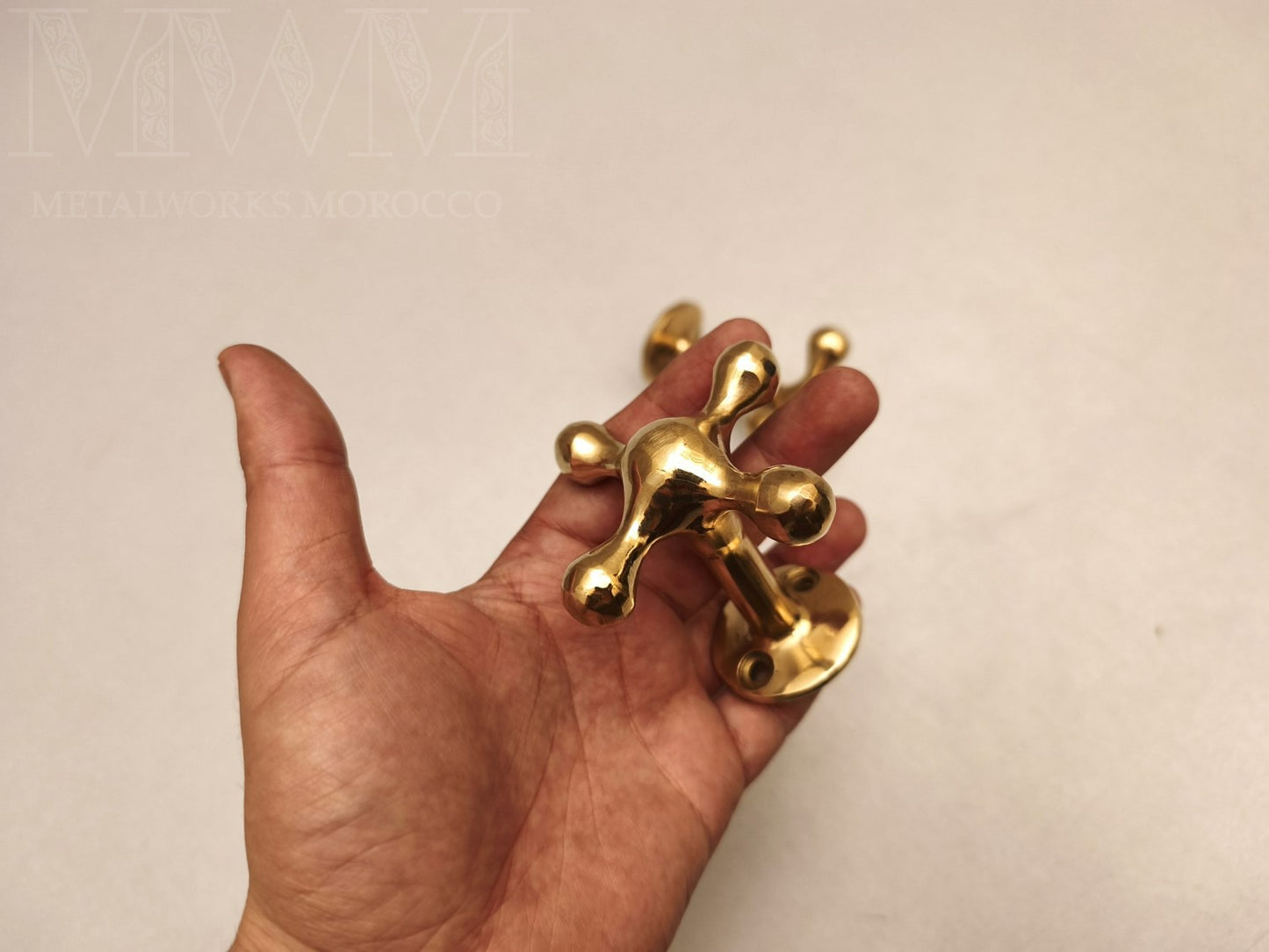Unlacquered Brass Towel Hooks Cross-Shaped