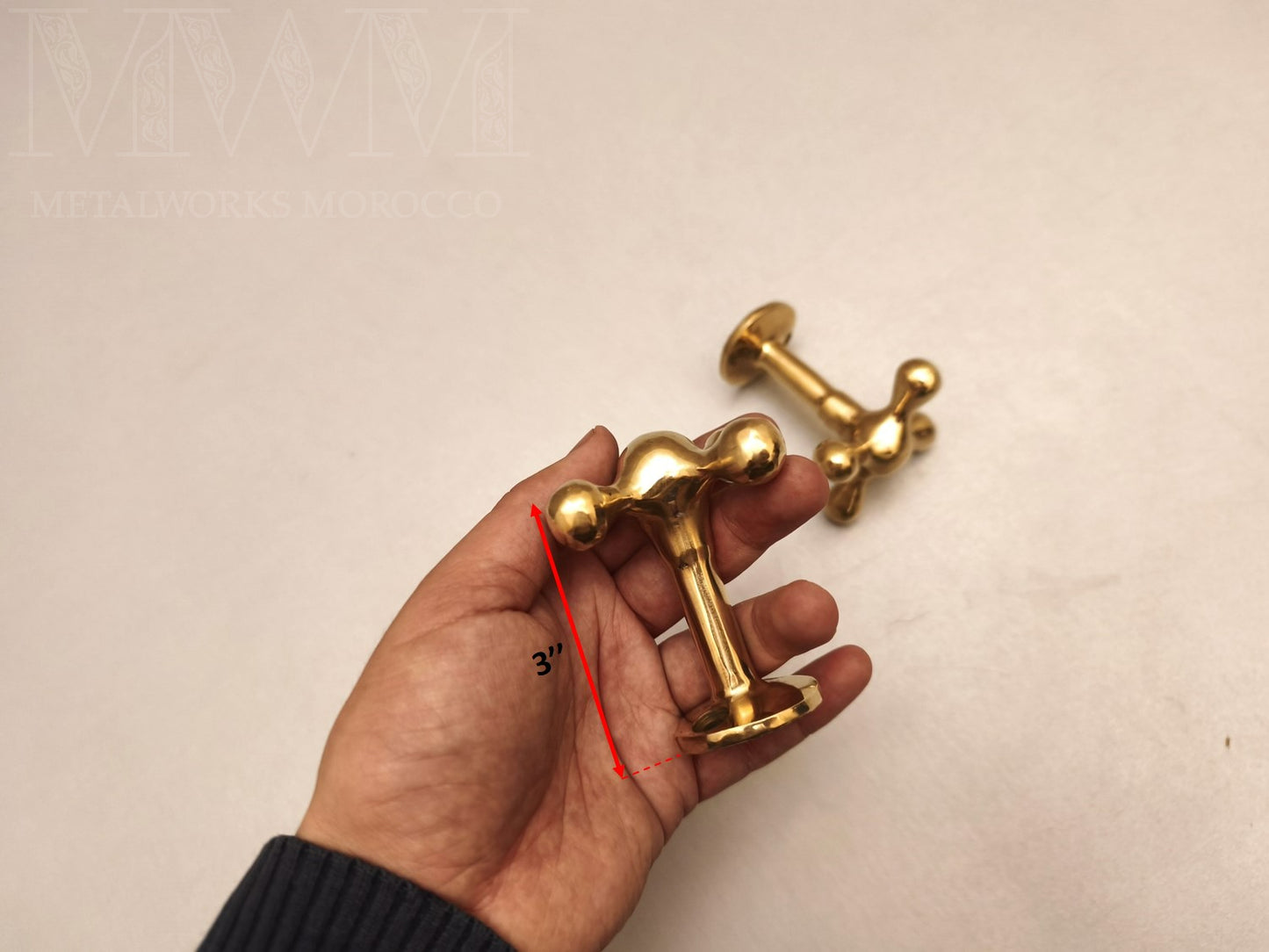 Unlacquered Brass Towel Hooks Cross-Shaped