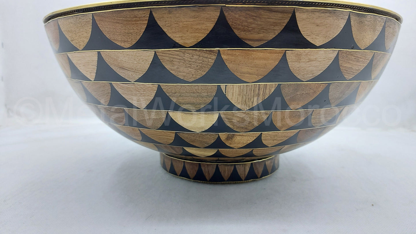 Handmade Bowl Sink Studded With Wood and Black Resin